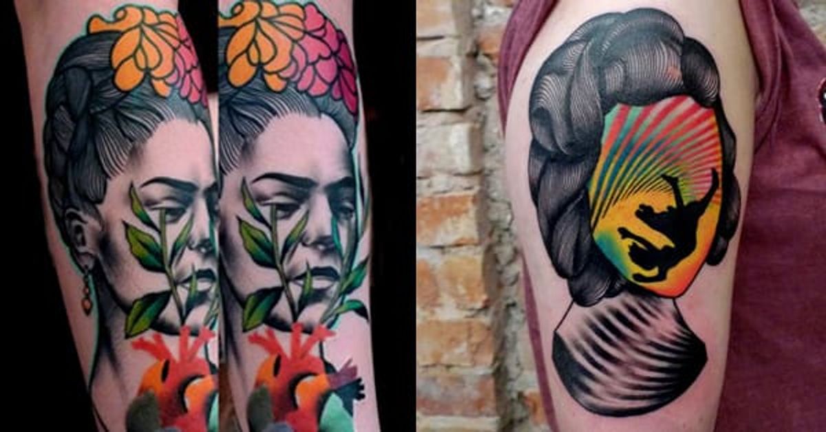 Colorful & Surreal Portrait Tattoos by Mariusz Trubisz