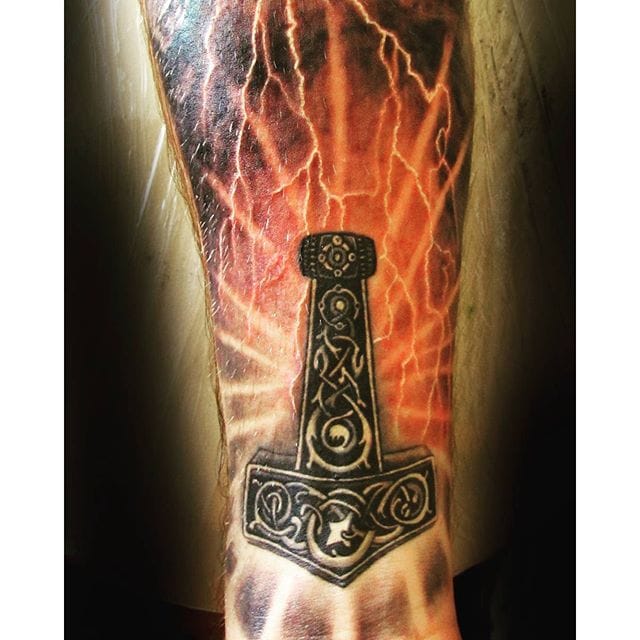 Mighty Mjolnir Tattoo by @ukolov_tattoo