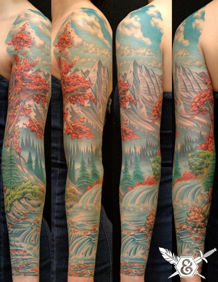 Nature is the Art of God which no one can ever improve. Tattoo by Russ Abbott. Nature Tattoo by Russ Abbott