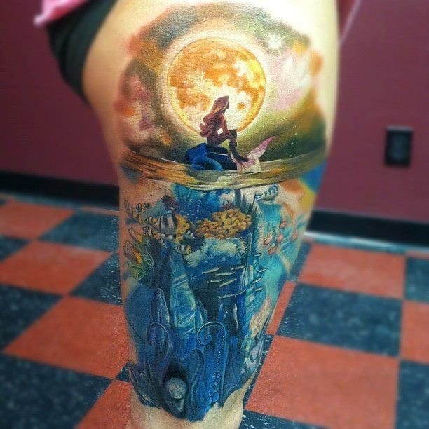 With all the vastness of the universe and multitude of species, would you believe that there is actually a mermaid? Tattoo artist: Daniel Rocha