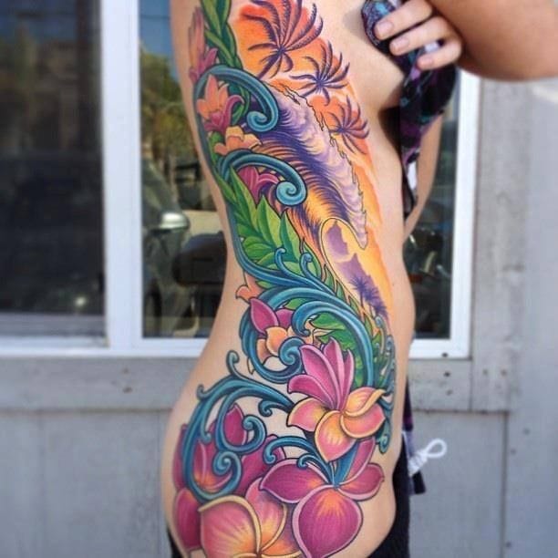 Colorful nature tattoo