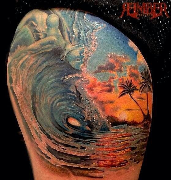 Beautiful ocean life tattoo