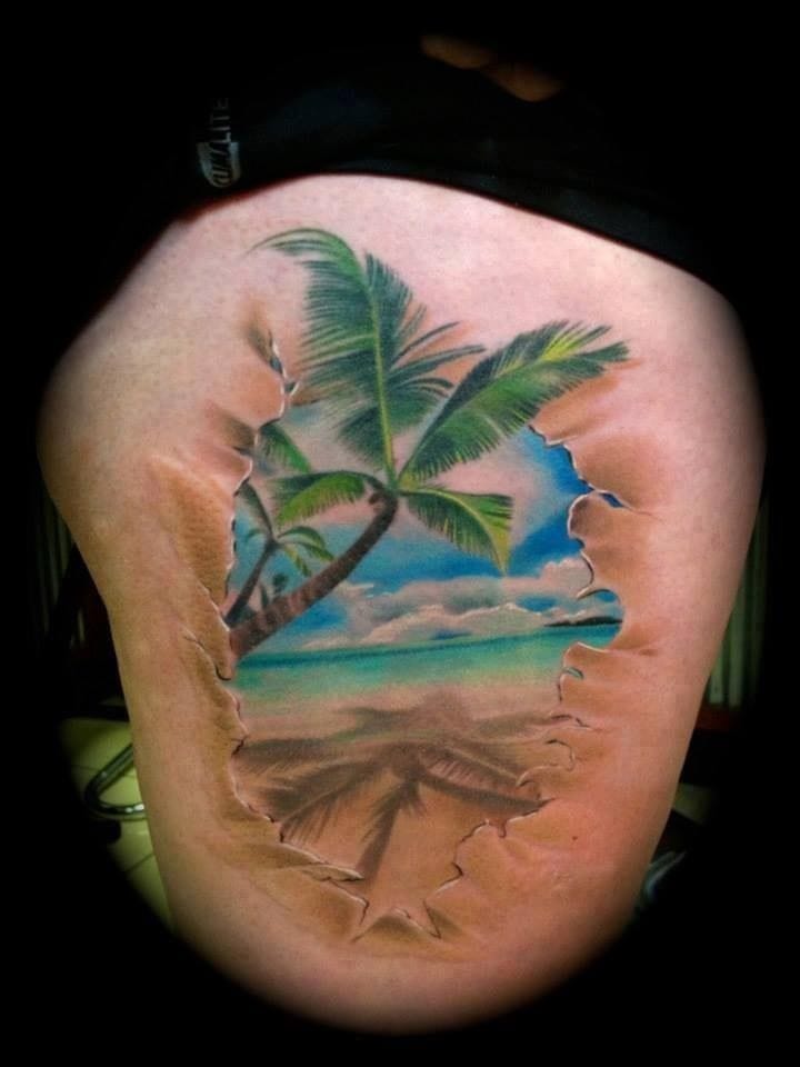 Makes you wanna jump right in. Ocean tattoo.