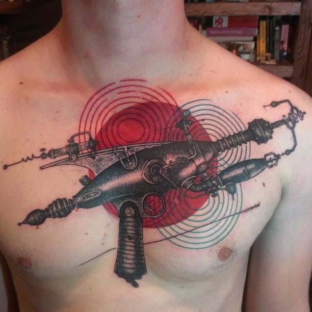 40 Ray Gun Tattoo Ideas For Men  Particle Beam Designs