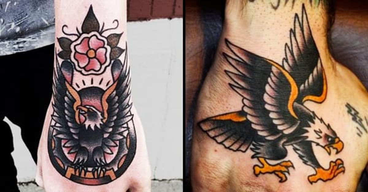 6 Solid Traditional Eagle Hand Tattoos • Tattoodo