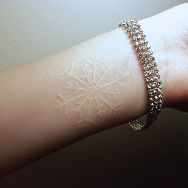 Courtesy of Inked Girls #whiteink #snowflake #geometric