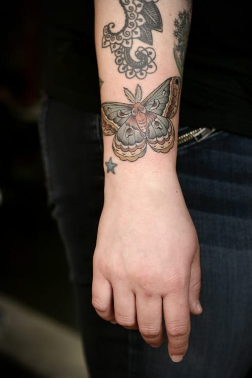 Butterfly wrist tattoo by Kirsten Holliday #kirstenholliday #butterfly