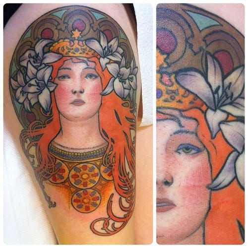 Alphonse Mucha Inspired Tattoos Tattoodo