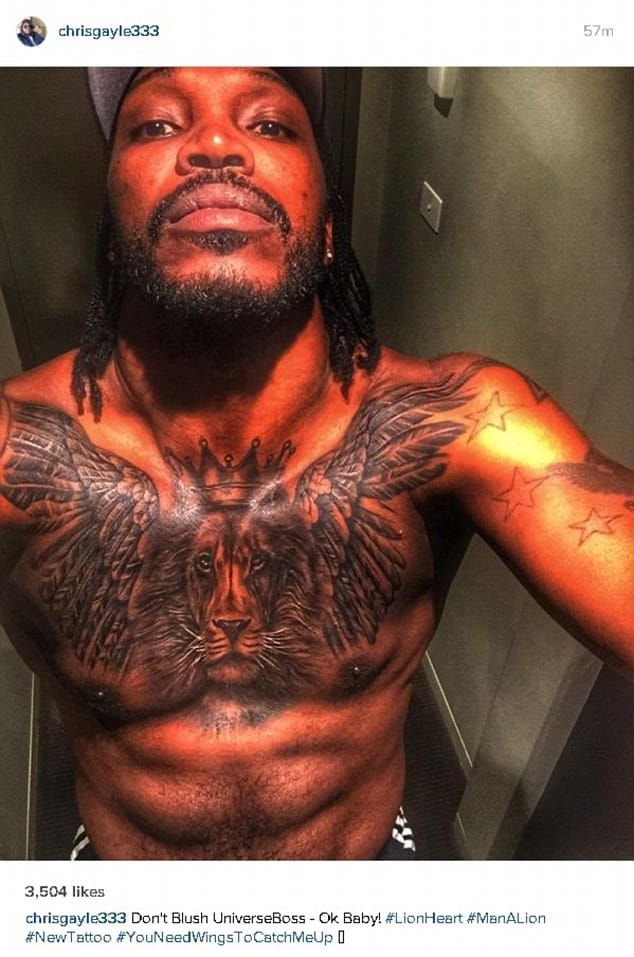 Cricketer Chris Gayle Unveils Epic New Lion Tattoo  Tattoodo