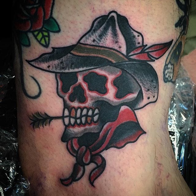 Cowboy Skull Tattoo by Blake Meeks