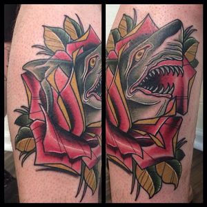 Shark Rose Tattoo by Daniel Wall