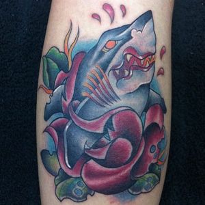 Shark Rose Tattoo by Eric Diaz