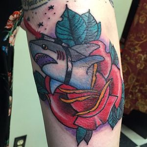 Shark and Rose Tattoo by Zoey Ramone