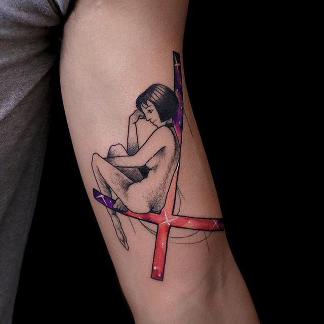 Girl on an inverted cross by Anzo Choi
