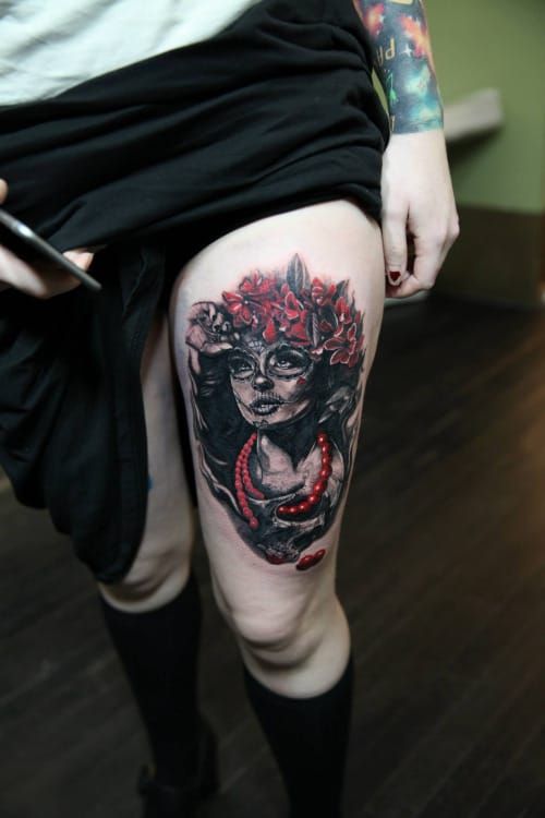 Thigh Tattoo by Mikhail Anderson