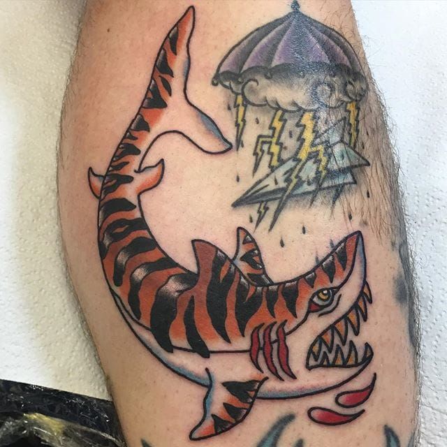 Mercer Draws Things  Many eyed tiger shark tattoo brightandbold