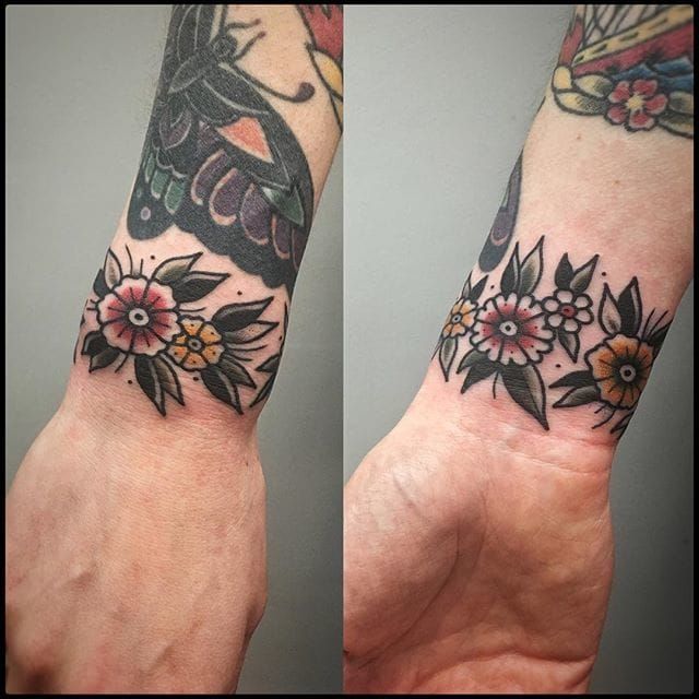 Floral Cuff Tattoo by Bastien Jean