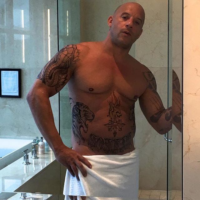 Vin Diesel Shows Off Tattooed Physique For The Upcoming xXx Movie! •  Tattoodo