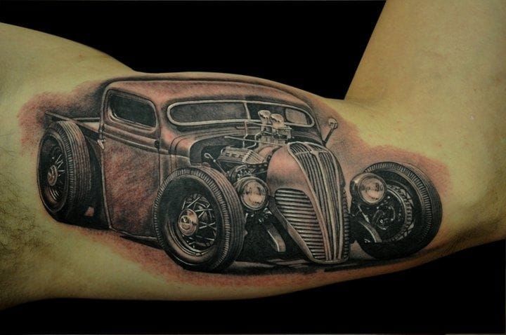 Hot Rod vintage Car Tattoo on side  181 Tattooz Studio  Facebook
