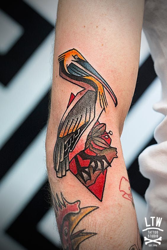 Mo Ganji pelican bird tattoo  Pelican tattoo Palm tattoos Simple line  tattoo