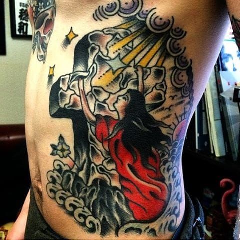 Completed rock of ages back piece by  Stand Proud Tattoo  Facebook