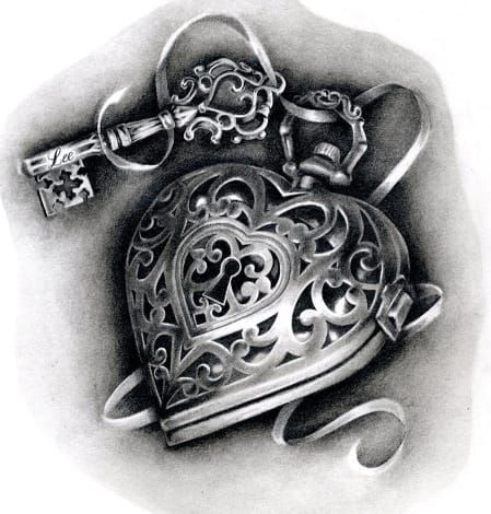 Heart locket tattoo design by Hannah Catherine Falvey