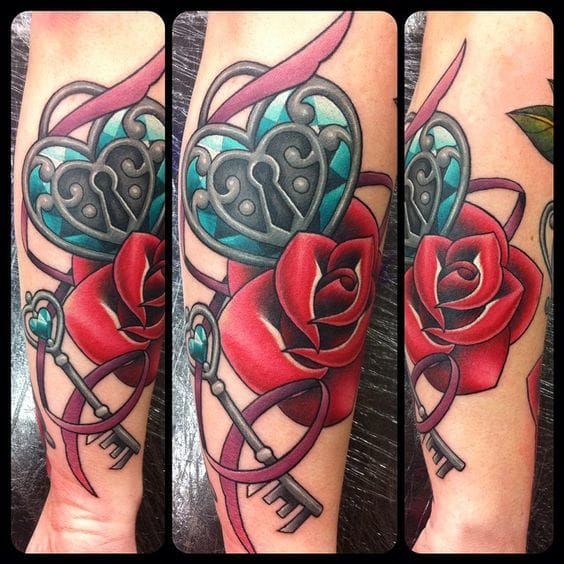 Neotraditional heart locket by Michelle Maddison