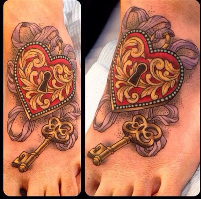 victorian style key tattoos