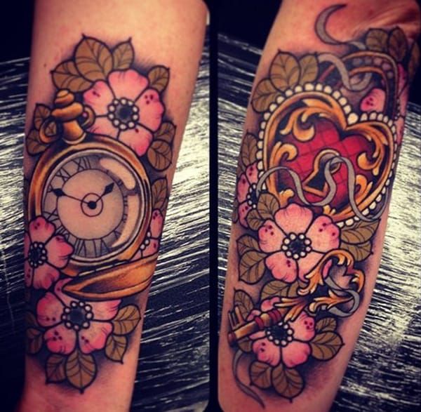 Neotraditional heart locket design by Tom Bartley