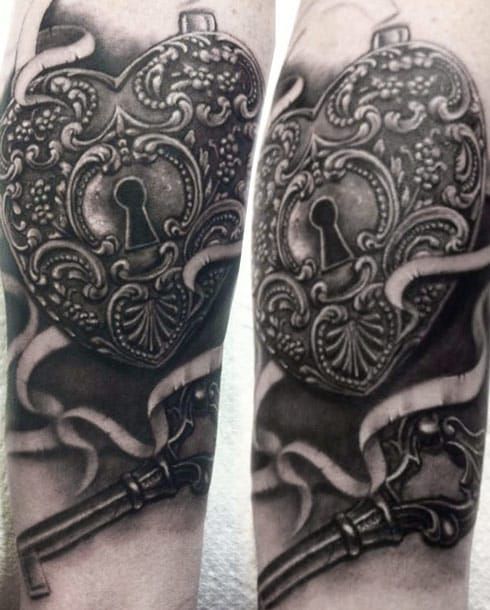 Detailed realistic black and gray vintage heart locket by Pete The Thief