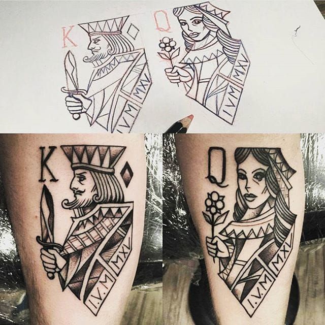 King and queen by Marta Smabakk #queen #kings #coupletattoo #matching