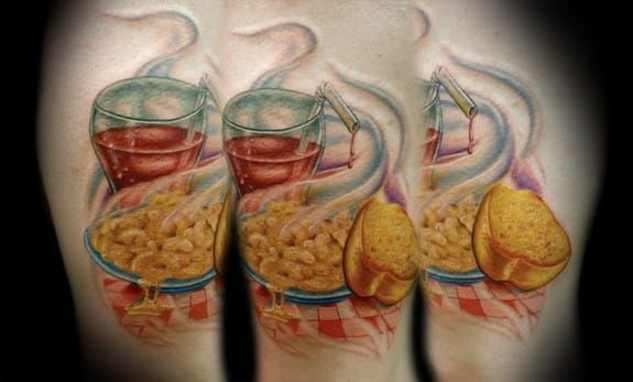 Macaroni noodle done by Julie Sas at West Seattle Tattoo  rtattoos
