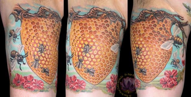 Honeycomb tattoo by Veronica  Grateful Ink Tattoo  Facebook