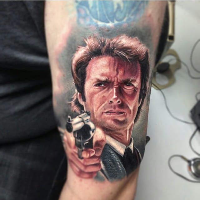 clint eastwood portrait and tattoo image  Portrait tattoo Portrait Clint  eastwood