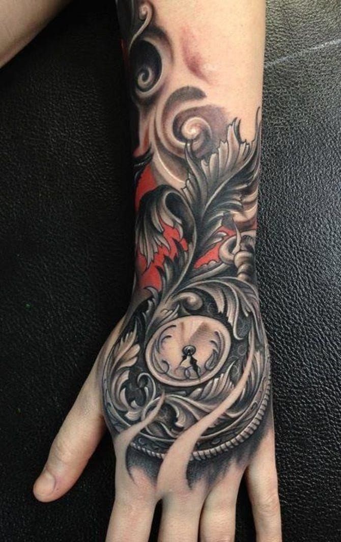 Another great clock hand tattoo.