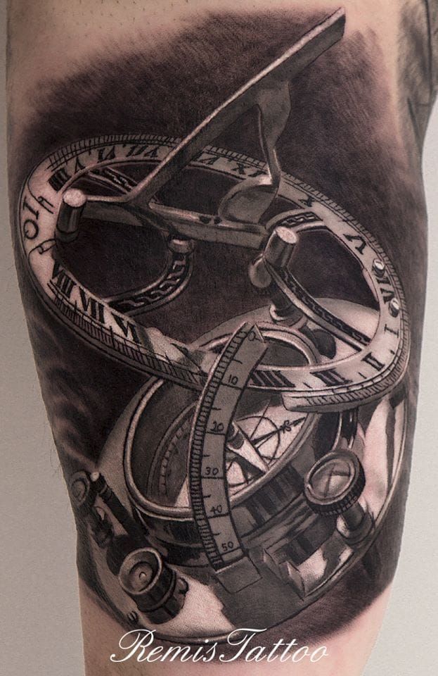 Love the black and grey realism of this sundial by Remis Cizauskas.