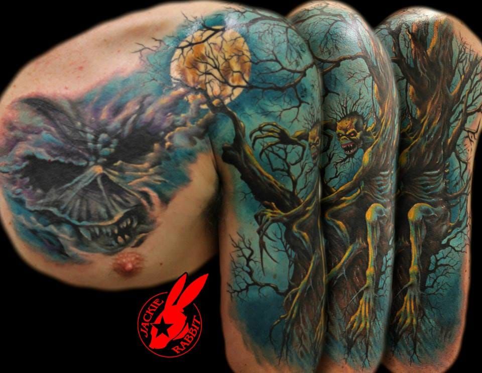 Jackie Rabbit's awesome color "Fear of the Dark" tattoo