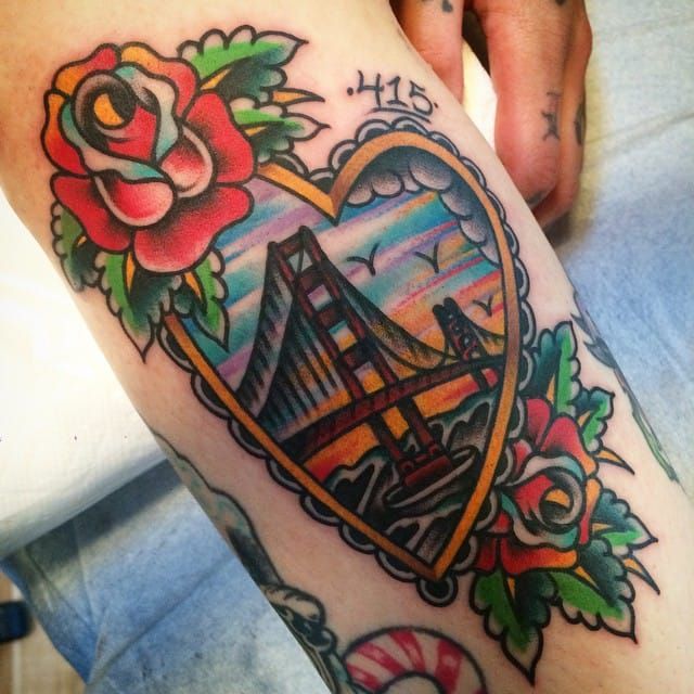 11 Colorful Golden Gate Bridge Tattoos  Tattoodo