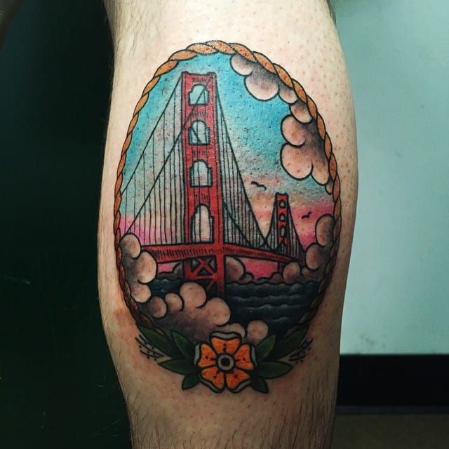 11 Colorful Golden Gate Bridge Tattoos • Tattoodo