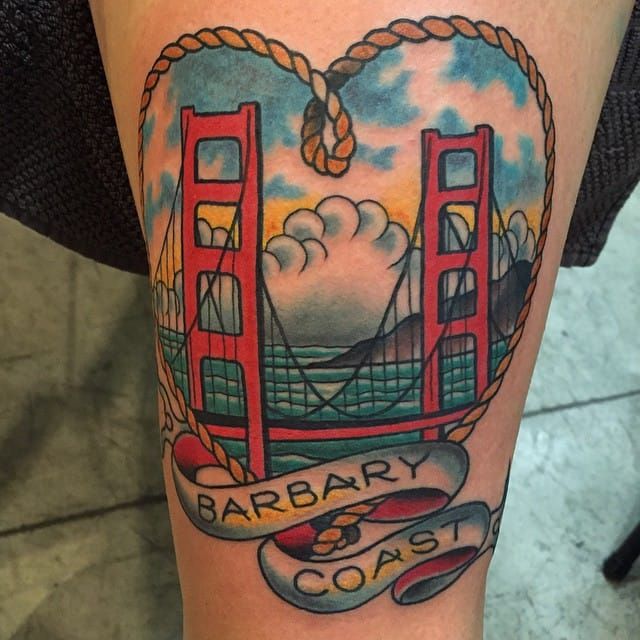 Golden Gate Bridge tattoo Adam Sky Rose Golds Tattoo San Francisco  California  rtattoos