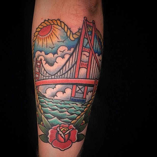 golden gate bridge tattoos done at Masterpiece Tattoo in San Francisco
