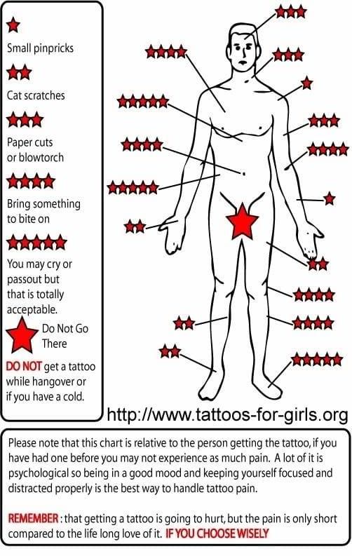 Tattoo Pain Chart Ranking Body Parts by Tattoo Pain Levels