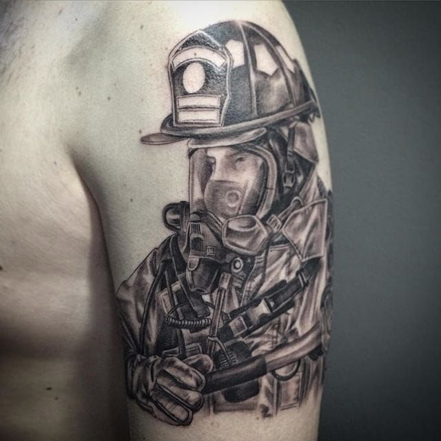 Helmet Tattoos Designs And Ideas  Page 8  Fire fighter tattoos Fire  tattoo Forearm band tattoos