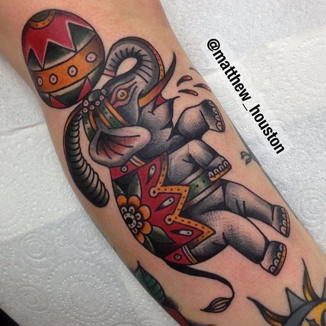 Elephant with Lotus Tattoo by Diego TattooNOW