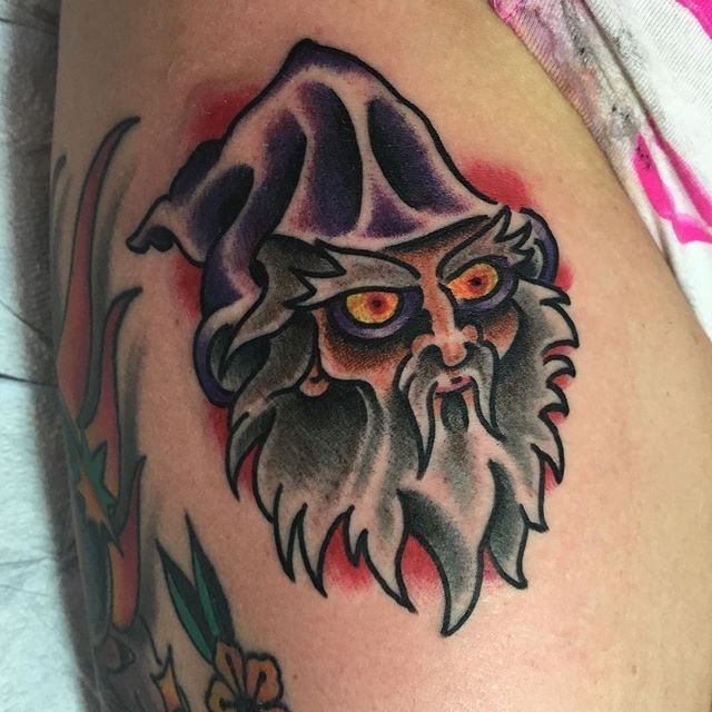 traditional wizard tattoo  Wizard tattoo Tattoos Calligraphy tattoo fonts