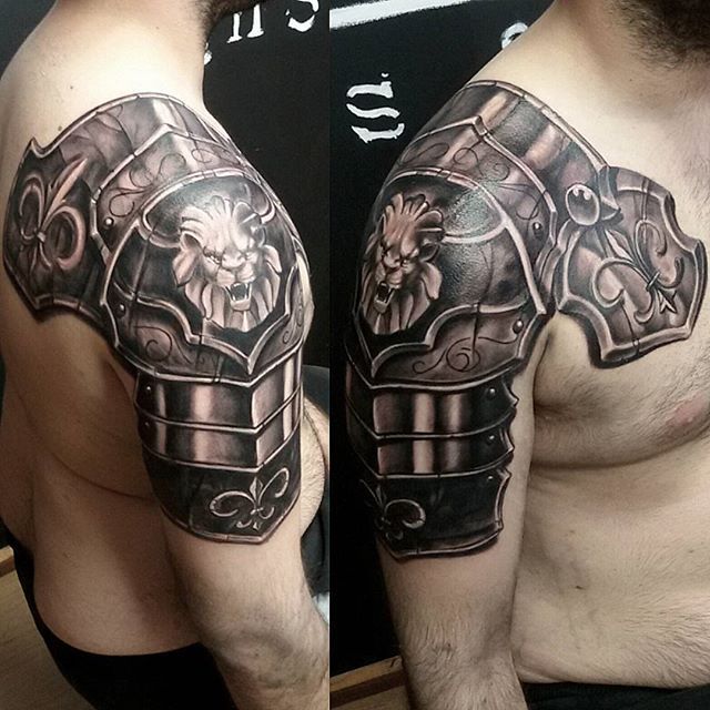 prompthunt medium shot of a gladiator wearing a galea tattoo tattoo art  Black and grey tattoo style