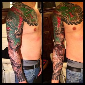 Dragon sleeve tattoo. A work in progress #MarcoSerio #dragon #dragosleeve