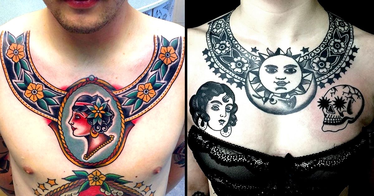 10 Fancy Traditional Collar Tattoos • Tattoodo