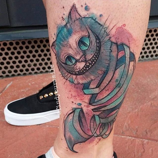 Cheshire Cat Tattoo On Back Shoulder by Creativecursekina