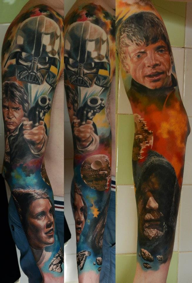 Badass Star Wars sleeve by Den Yakovlev #movie #movietattoo #starwars #DenYakovlev